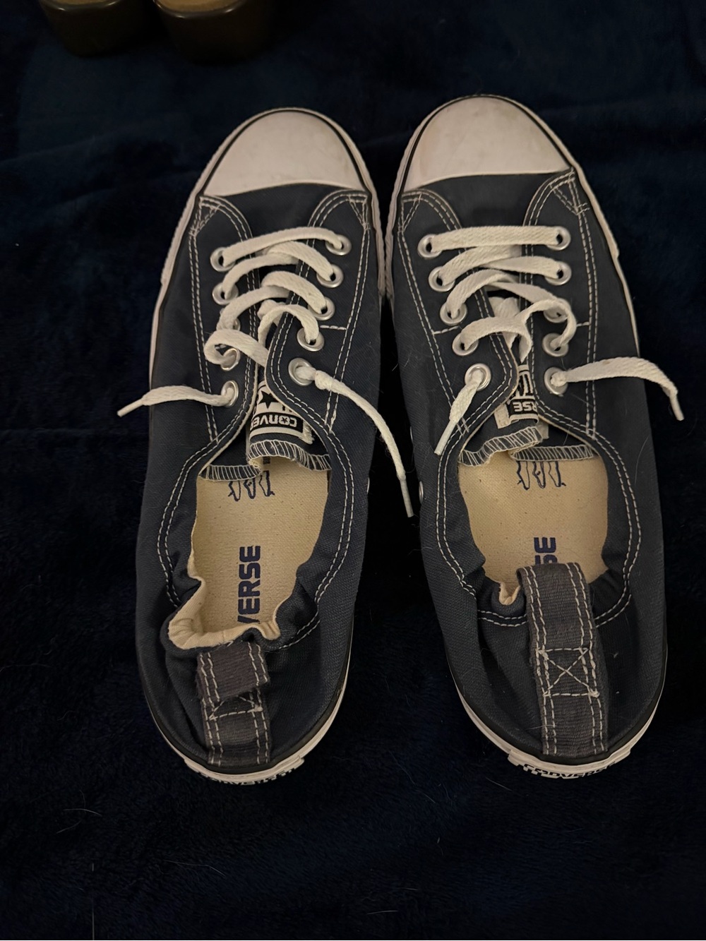 Converse Women’s Low Top Canvas Sneakers — Navy with White Accents